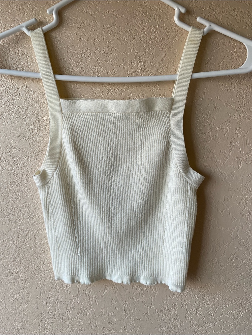 Ribbed Square-Neck Camisole in Cream